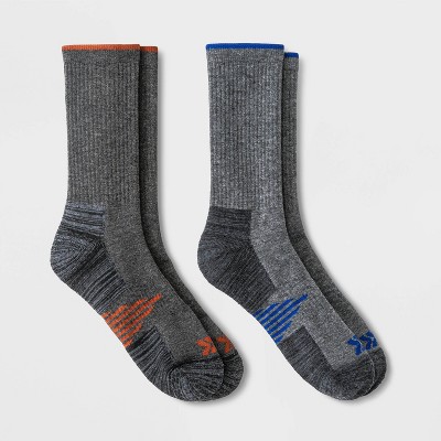 Men's Trekker Apex Crew Socks 2pk - All in Motion™ Gray/ Blue 6-12