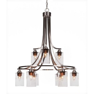 Toltec Lighting Paramount 9 - Light Chandelier in  Brushed Nickel with 4" Clear Bubble Shade - 1 of 1
