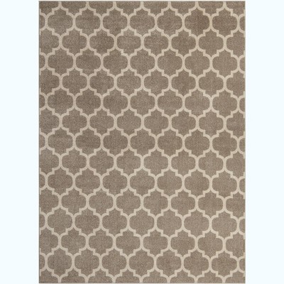 Elegant Trellis Light Brown Indoor Area Rug with Easy Care Features