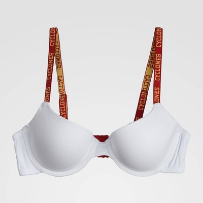 NCAA Iowa State Cyclones Demi Cup Bra with Logo Elastic - White 34D