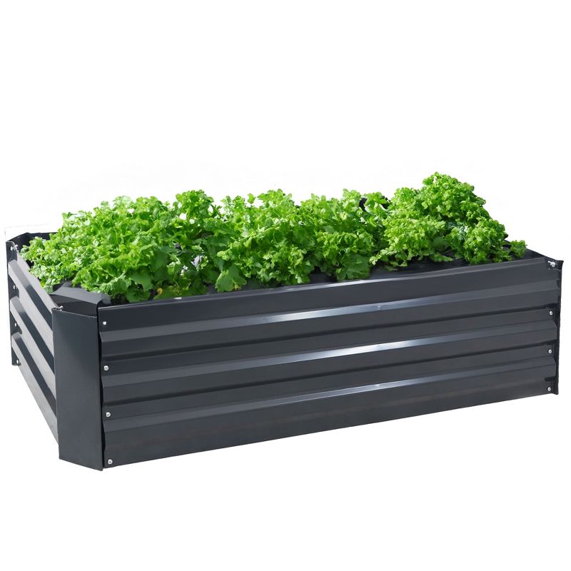 Sunnydaze Raised Corrugated Galvanized Steel Rectangle Garden Bed for Plants, Vegetables, and Flowers - 48" L x 11.75" H, 5 of 10