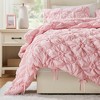 AENKYO Full/Queen Comforter Set, 3-Piece Puffy Embroidery Bedding with Textured Floral Quilting & Elastic Ruching Design - 3 of 4