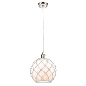 Farmhouse Rope - 1 Light Cord Hung Mini Pendant In Industrial Style-13 Inches Tall and 10 Inches Wide - 1 of 1
