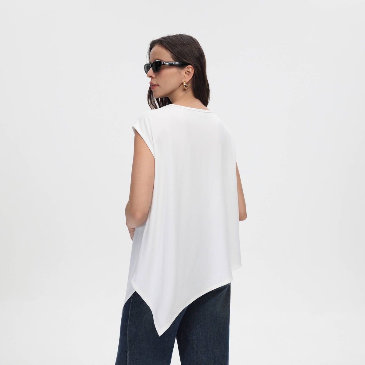 Women's Cap Sleeve Asymmetrical Knit Top - A New Day™ - thumbnail 8