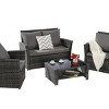Outdoor Sofa Set, 4 Pcs Rattan Wicker Sofa, Sofa Set with Armrest Chairs and Tempered Glass Coffee Table, Sofas with Cushions-Coolbibila - 3 of 4