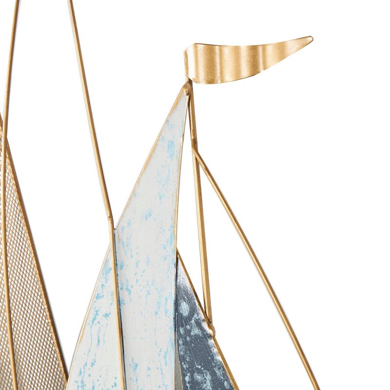 30&#34;x52&#34; Metal Sail Boat Wall Decor with Gold Wire Accents and Shimmer Details Blue - Olivia &#38; May, 3 of 5
