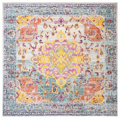 Crystal Crs520 Power Loomed Area Rug - Turquoise/rust - 7'x7 ...