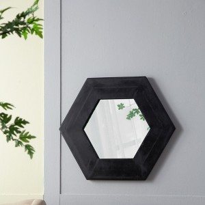 VYNXARIA 40" x 28" Modern Wood Wavy Rectangle Mirror Wall Decor for Bathroom, Bedroom, Living Room, Dining Room, Cloakroom, Entryway,Natural - 1 of 4