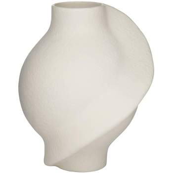 Studio 55D Lalonde 16 1/4" High Matte Creamy Twist Decorative Vase