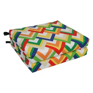 Blazing Needles, 20-inch by 19-inch Patterned Outdoor Chair Cushions (Set of 2) - 1 of 2
