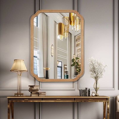 Natural Wood Scalloped Edge Wall Mirror 30" x 40"