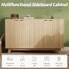 2 PCS 55.1" Sideboard Buffet Cabinet with Storage, Modern Fluted Accent Credenza with Doors & Adjustable Shelves, Wood Coffee Bar Console Table - 4 of 4