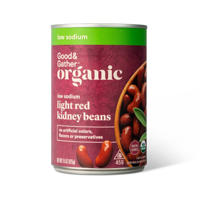 Organic Low Sodium Light Red Kidney Beans - 15oz - Good &#38; Gather&#8482;, 1 of 5