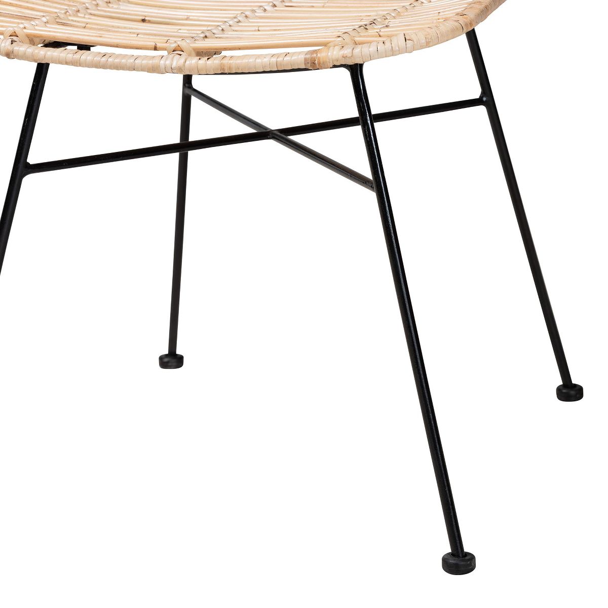 bali & pari Manhattan Modern Bohemian Natural Brown Rattan and Black Metal 2-Piece Dining Chair Set - thumbnail 6