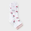 Women's Cherries 2pk Ankle Socks with Ruffle Cuff - Auden™ White/Pink 4-10 - 2 of 3
