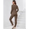 Maternity Adjustable Waist Bodycon Pajamas Sets with Front Button Peplum Top Ribbed Stretchy Lounge Sets for Pregnancy - 2 of 4