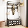Costway Coat Rack 4-In-1 Hall Tree with 11 Hanging Hooks, Shoe Bench, 2-Tier Shoe Rack Gray/Brown - 4 of 4