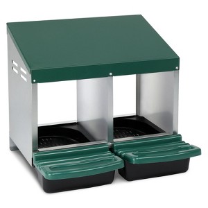 BENCMATE Pet Crates and Houses 2 Houses Dual Chamber Poultry Nesting Box for Hens and Ducks, Secure Egg Laying Sanctuary, Green, 24.41"*16.54"*6.89" - 1 of 4