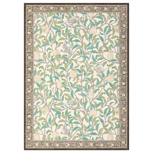 9'x12' Washable Botanical Farmhouse Living Room Bedroom Rugs, Soft Ultra Thin Floor Carpet for Nursery Dining Room Office, Beige - 1 of 4
