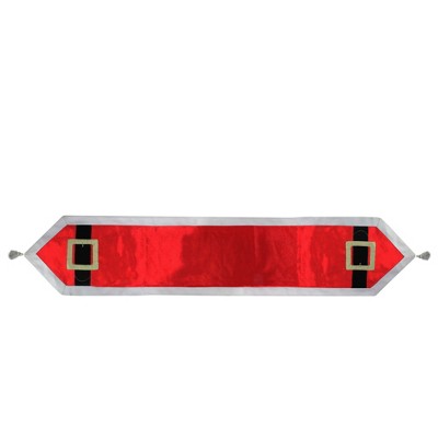 Northlight Christmas Santa Claus Belt Buckle Velveteen Table Runner - Red/White