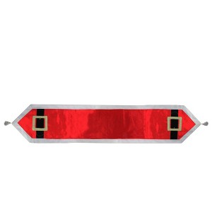 Northlight Christmas Santa Claus Belt Buckle Velveteen Table Runner - Red/White - 1 of 1