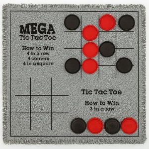 Bolaball 3-in-1 Giant Checkers and Tic Tac Toe Game, 26"x26" Reversible Mat with 24 Chips - 1 of 4