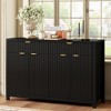 Modern Wave-Pattern Sideboard with 2 Drawers, 4 Doors, 3-Level Adjustable Shelves, Aluminum Handles, Scandinavian Style - 2 of 4