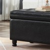 45.00"Upholstered tufted button storage bench ,Linen fabric entry bench with spindle wooden legs, Bed bench- Dark Gray - 4 of 4