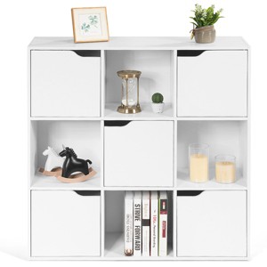 Tangkula 9 Cube Bookcase Toys Storage Bookshelf Freestanding Wood Cubby Display Cabinet Organization - 1 of 4
