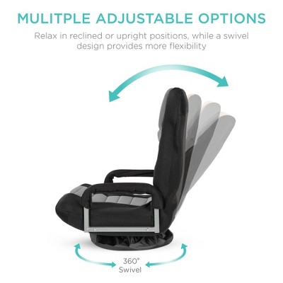 Black and Gray Swivel Gaming Floor Chair with Armrests