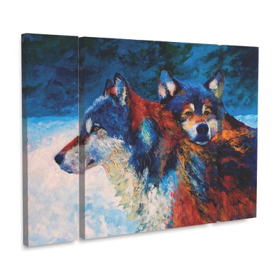 Trademark Fine Art -Marion Rose 'Wolves' Multi Panel Art Set Large 3 Piece