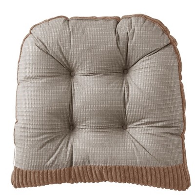 Taupe Velvet Ribbed Rocking Chair Cushion Set with Ties