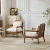 PAGED Set of 2 Accent Chair Comfy Armchair Mid-Century Modern Reading Chair with Wood Frame and Rattan Backrest for Living Room - 2 of 4