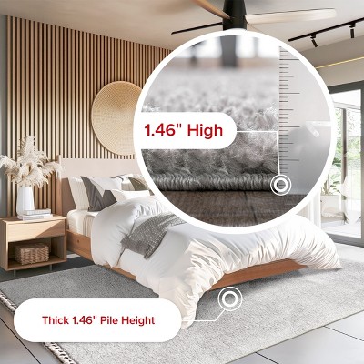 Braided Tassel Edge Shag Rug in Gray, 3' x 5', Synthetic Easy Care