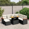 vidaXL 8 Piece Patio Sofa Set with Cushions Black and Cream Poly Rattan - 2 of 4