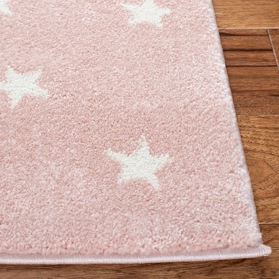 Handmade Pink and Grey Square Kids Rug, 5'3"
