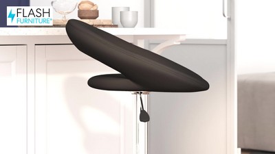 Orbit-Back Swivel Adjustable Stool in Black Vinyl with Chrome Base