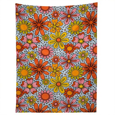 Doodle By Meg Groovy Flowers In Blue Tapestry - Society6