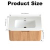 Lyngins Wall-Mounted Floating Bathroom Vanity with Sink & Soft-Close Drawer, Pre-Assembled Curved Edge Storage Bathroom Cabinet in Natural Walnut - 3 of 4