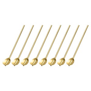 Unique Bargains Stainless Steel Reusable Long Handle Heart Shaped Spoon Straws 8 Pcs - 1 of 4
