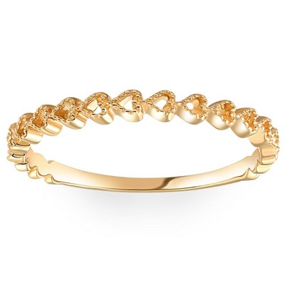 Pompeii3 Heart Shape Stackable Women's Ring Wedding Band in White, Rose, or Yellow Gold