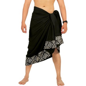 HAPPY BAY Men's Swimwear Beachwear Summer Wrap Sarong One Size Black Geometric - 1 of 4