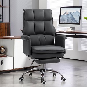 HDZNVF Executive Office Chair, PU Leather Ergonomic Office Desk Chair with Footrest, Reclining and Swivel Chair, Black - 1 of 4