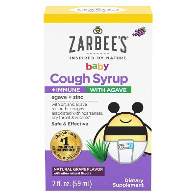 Zarbee's Baby Cough Syrup + Immune with Organic Agave - Natural Grape Flavor - 2 fl oz