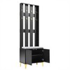 PAGED Hall Tree for Entryway,Coat Racks with 8 Gold Hooks,Adjustable Shelves & Fluted Doors,Entryway Furniture for Hallway,Living Room,Bedroom,Black - 3 of 4