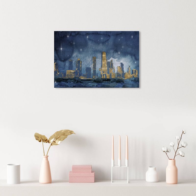 16&#34; x 24&#34; Chicago Nighttime Cities and Skylines Unframed Canvas Wall Art in Blue - Oliver Gal, 4 of 7