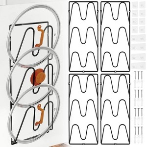 LunaLulinlk 4PCS Pot Lid Organizer Rack for Cabinet Door,3-Tier Pot Lids Holder,No Drilling, for Kitchen Storage,Classic Black - 1 of 4