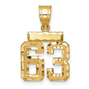 Black Bow Jewelry 14k Yellow Gold, Varsity Collection, Small D/C Pendant Number 63 - 1 of 3