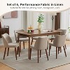 Modern Dining Chair Set of 4/6, Linen Upholstered Kitchen Chairs with So Lid Wood Legs, Wingback Ergonomic Design, Thick Cushions for Dining Room - 4 of 4