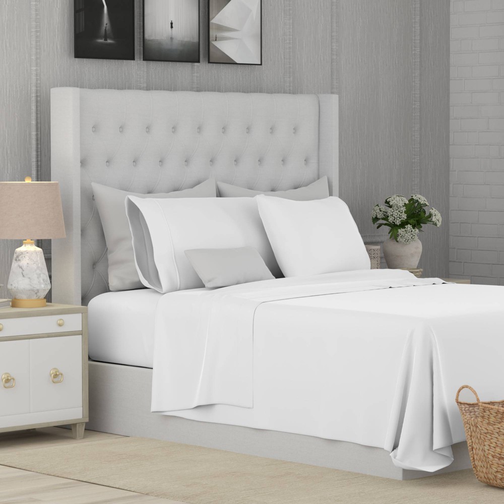King 800 Thread Count Cotton Rich Sateen Sheet Set White - Color Sense